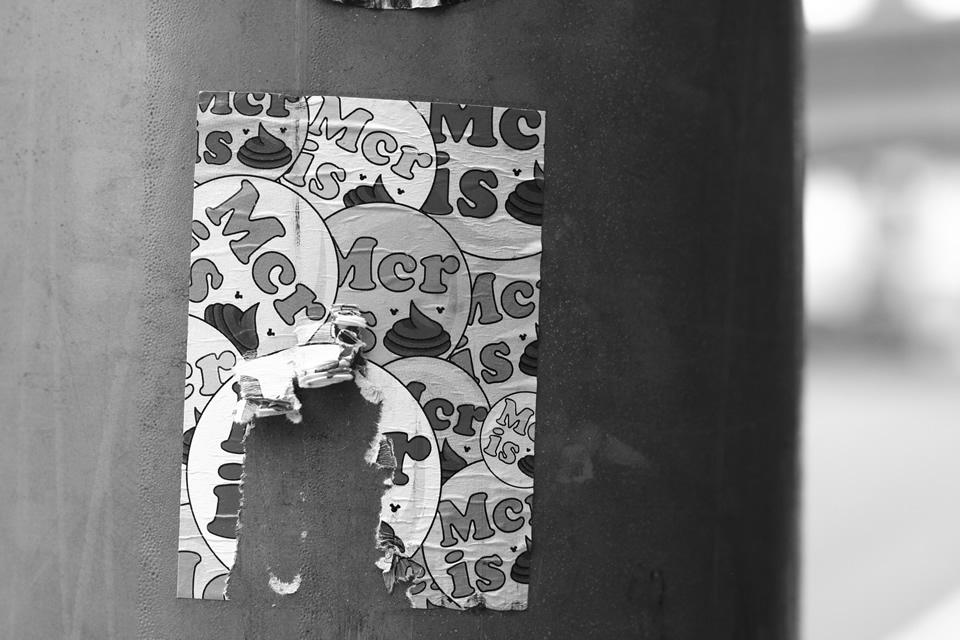 Torn 'Manchester is shit' sticker
