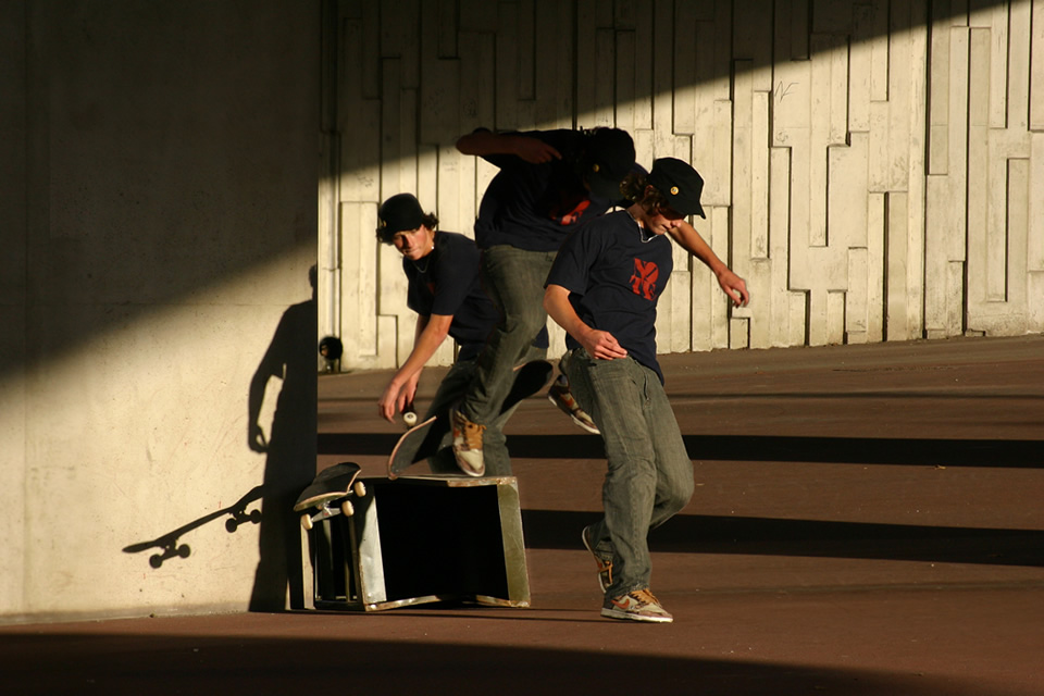 Skater underneath the Mancunian Way (composite image)