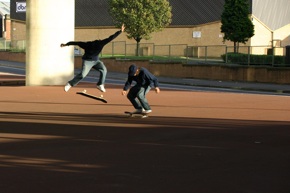Another skater underneath the Mancunian Way (composite image)