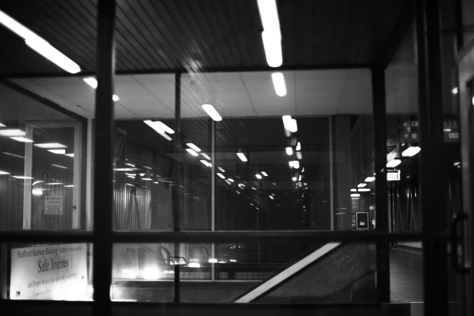 Reflections of lighting, Stafford Train Station