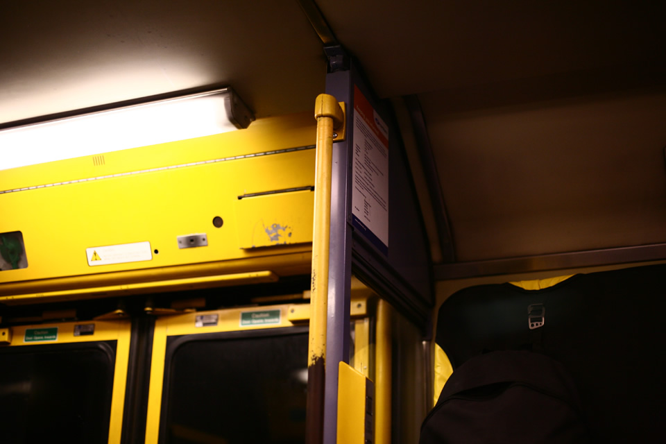 Train doors and luggage rack